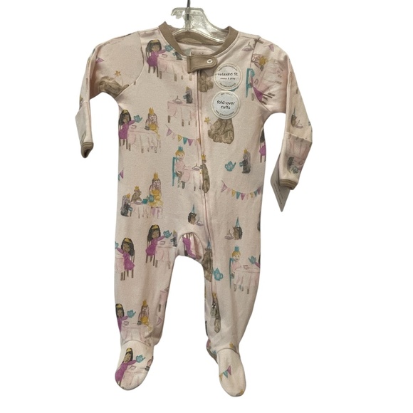 Burt's Bees Organic Sleep & Play Footie Romper TEA PARTY Girls 0-3 Month Newborn - Picture 5 of 7